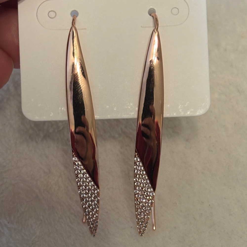 AAA CZ Cubic Zirconia 18k Rose Gold Filled Earrings